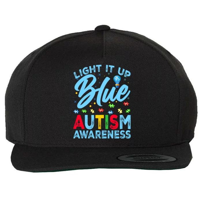 Light It Up Blue Autism Awareness Wool Snapback Cap