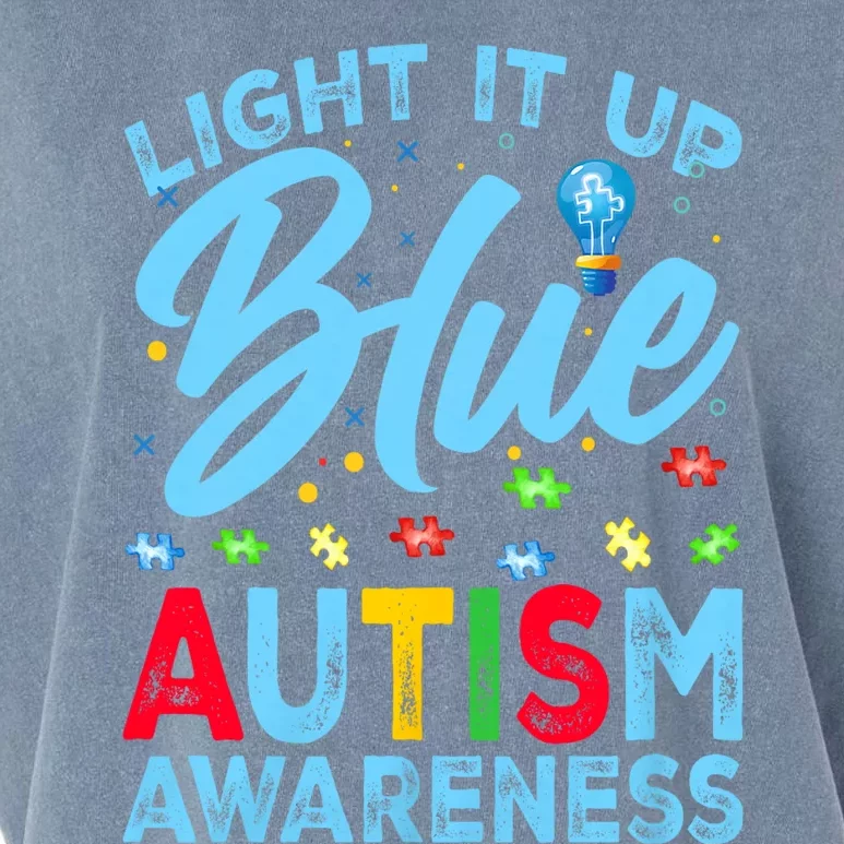 Light It Up Blue Autism Awareness Garment-Dyed Women's Muscle Tee