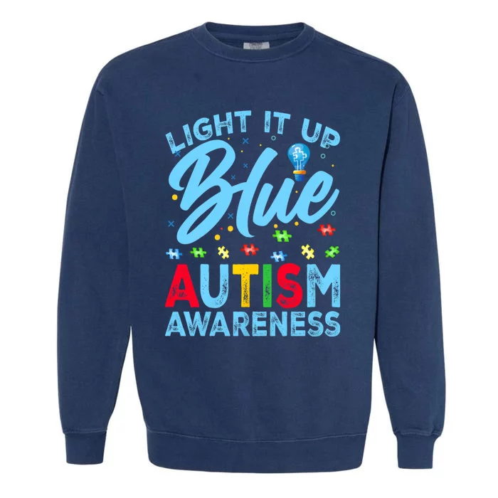 Light It Up Blue Autism Awareness Garment-Dyed Sweatshirt