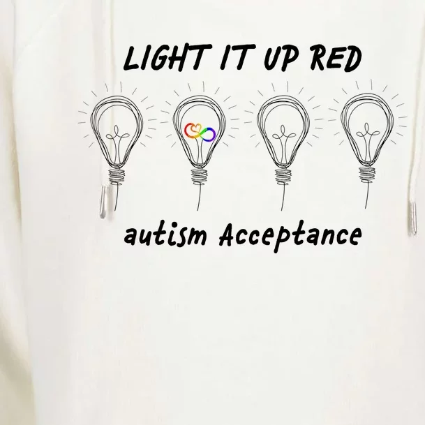 Light It Up Red Autism Acceptance Womens Funnel Neck Pullover Hood