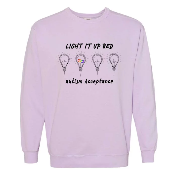 Light It Up Red Autism Acceptance Garment-Dyed Sweatshirt