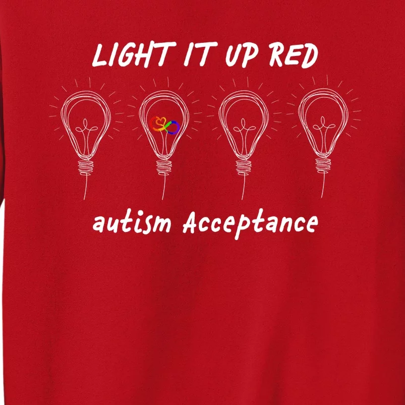 Light It Up Red Autism Acceptance Sweatshirt