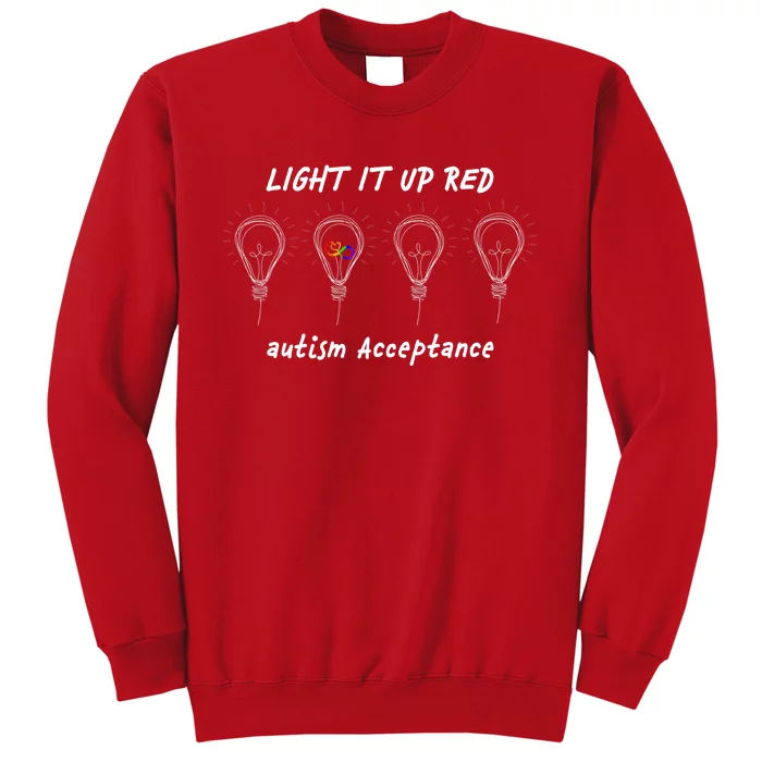 Light It Up Red Autism Acceptance Sweatshirt