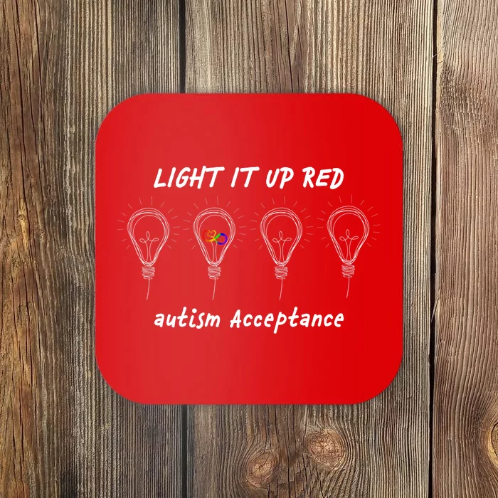 Light It Up Red Autism Acceptance Coaster