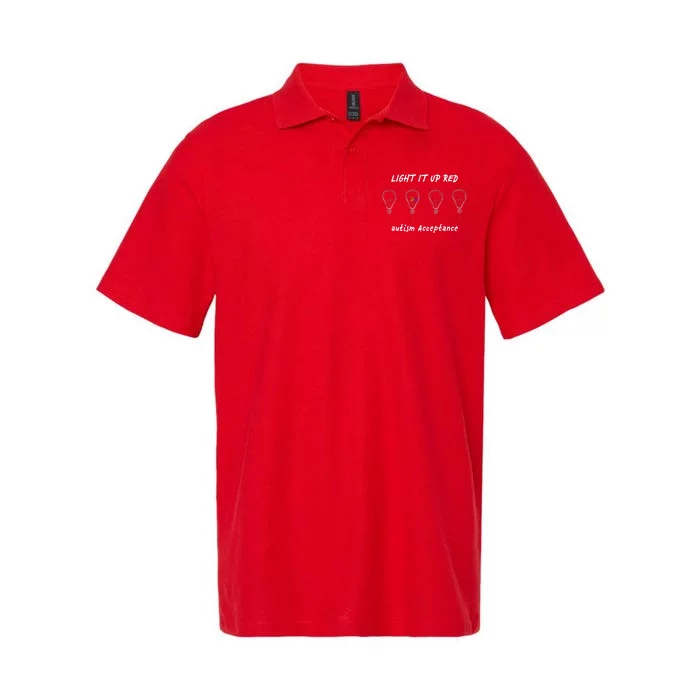 Light It Up Red Autism Acceptance Softstyle Adult Sport Polo