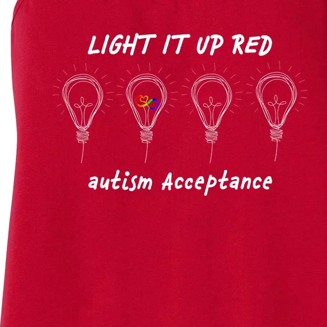 Light It Up Red Autism Acceptance Women's Racerback Tank