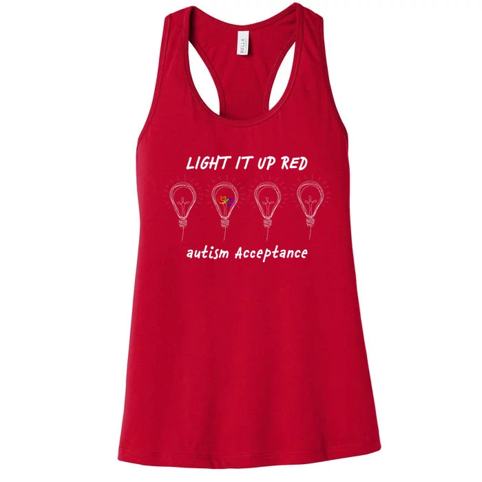 Light It Up Red Autism Acceptance Women's Racerback Tank