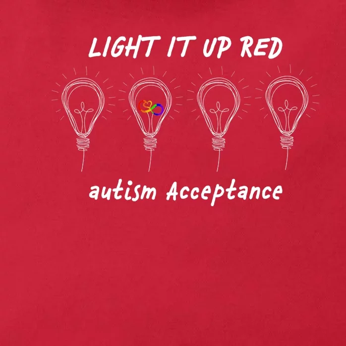 Light It Up Red Autism Acceptance Zip Tote Bag