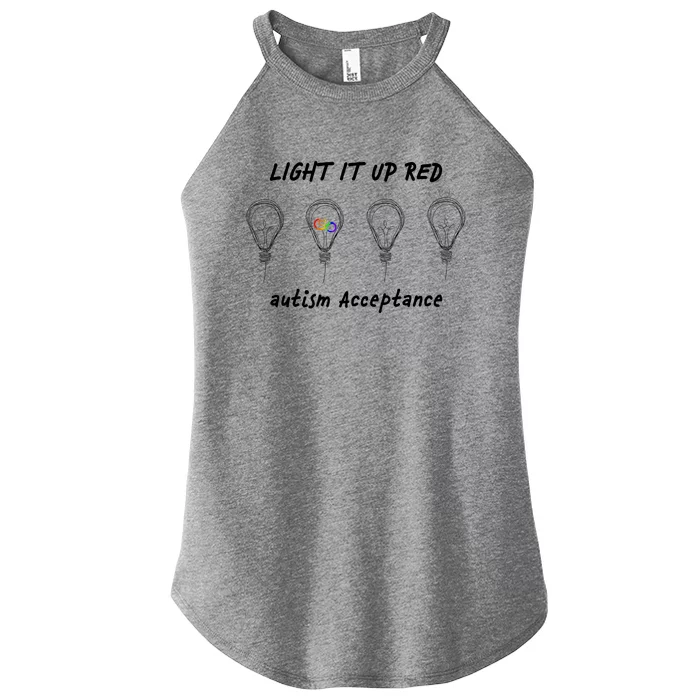 Light It Up Red Autism Acceptance Women’s Perfect Tri Rocker Tank