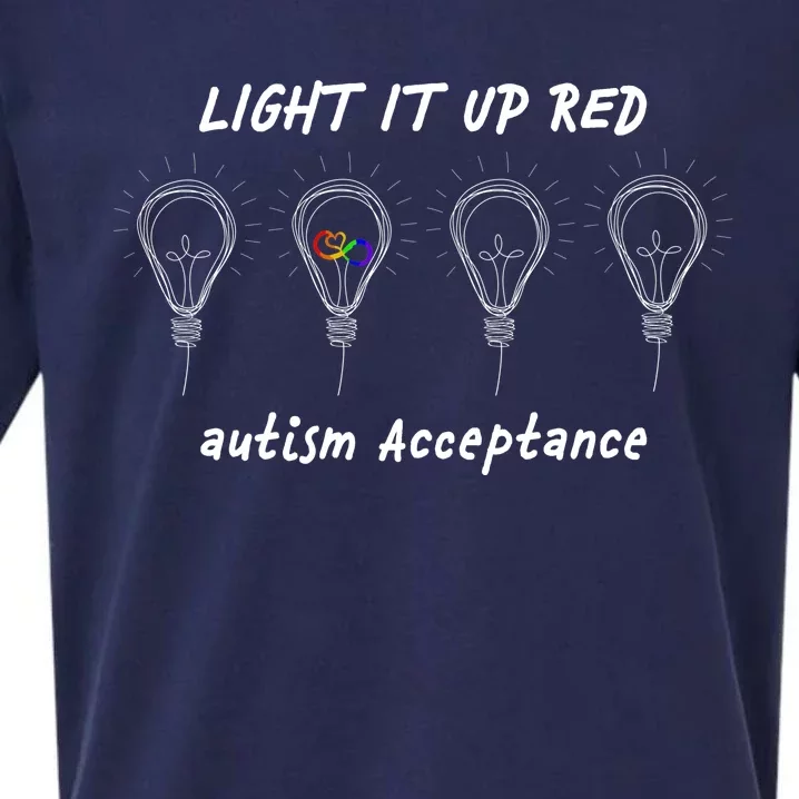 Light It Up Red Autism Acceptance Sueded Cloud Jersey T-Shirt