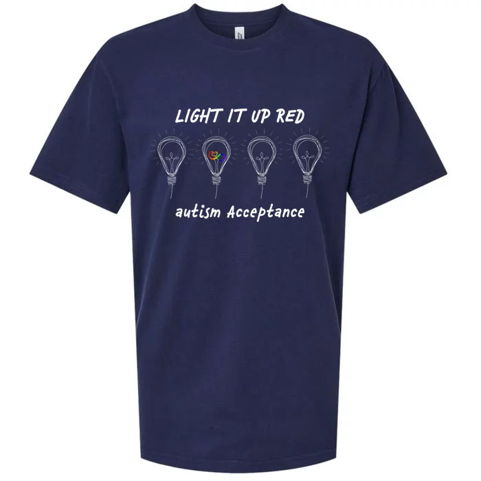 Light It Up Red Autism Acceptance Sueded Cloud Jersey T-Shirt