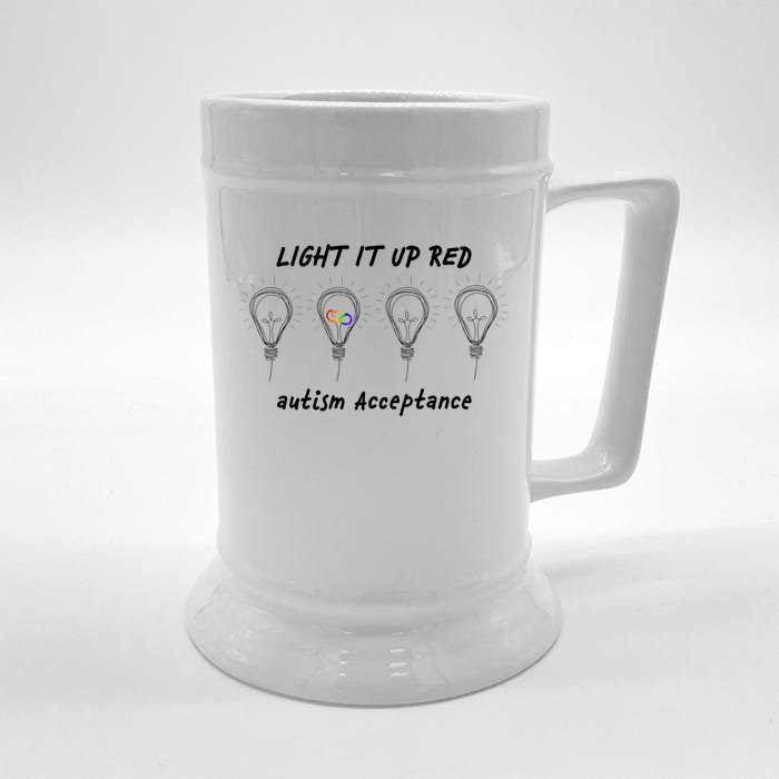 Light It Up Red Autism Acceptance Front & Back Beer Stein