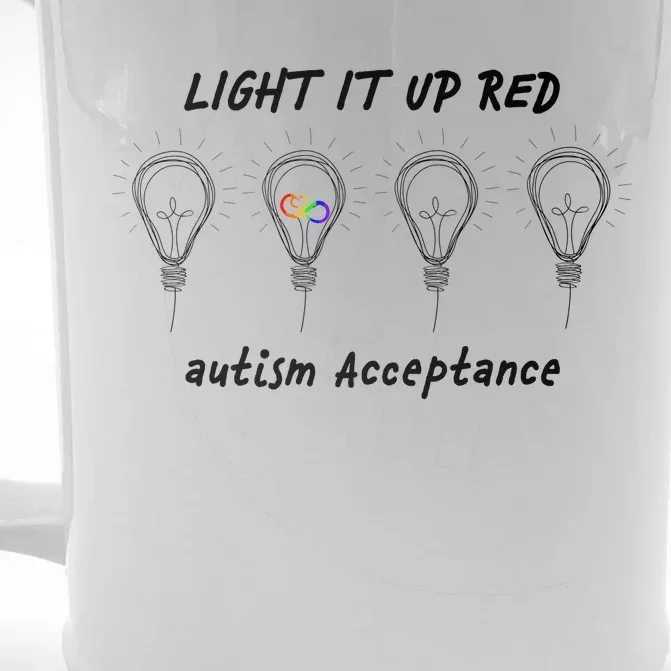 Light It Up Red Autism Acceptance Front & Back Beer Stein