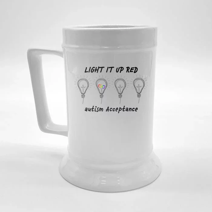 Light It Up Red Autism Acceptance Front & Back Beer Stein