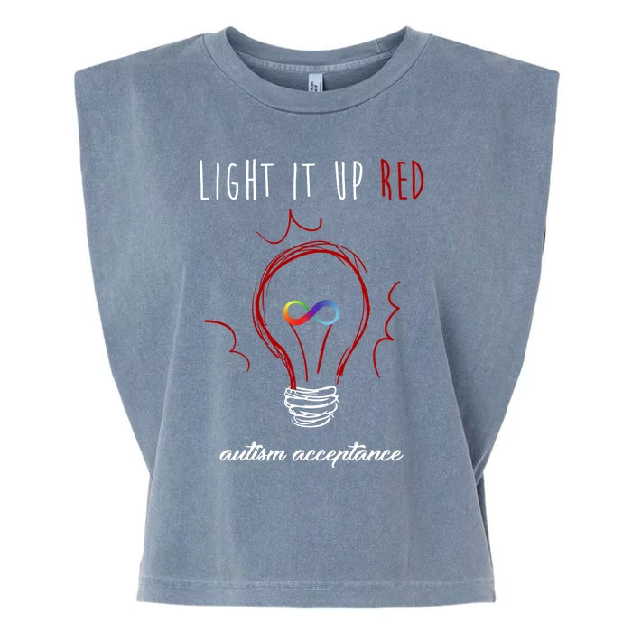 Light It Up Red Autism Acceptance Awareness Garment-Dyed Women's Muscle Tee