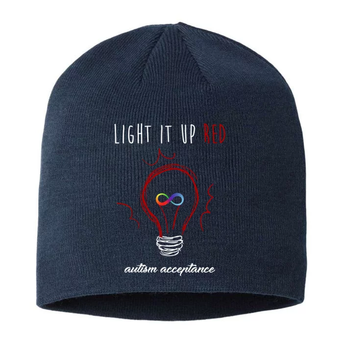 Light It Up Red Autism Acceptance Awareness 8 1/2in Sustainable Knit Beanie