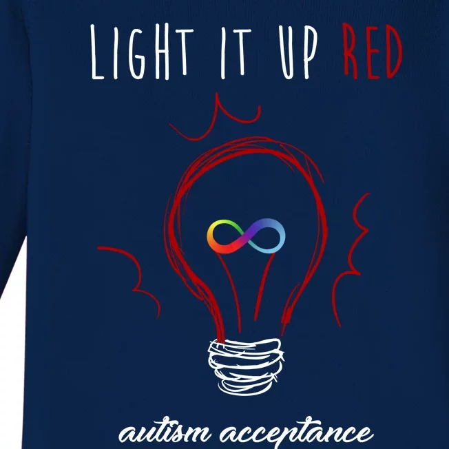 Light It Up Red Autism Acceptance Awareness Baby Long Sleeve Bodysuit