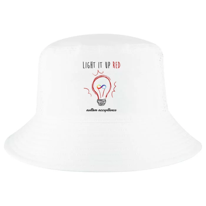 Light It Up Red Autism Acceptance Awareness Cool Comfort Performance Bucket Hat