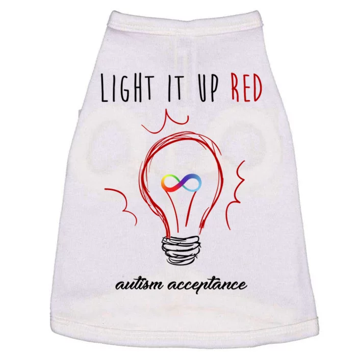 Light It Up Red Autism Acceptance Awareness Doggie Tank