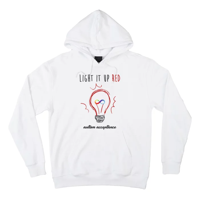 Light It Up Red Autism Acceptance Awareness Hoodie