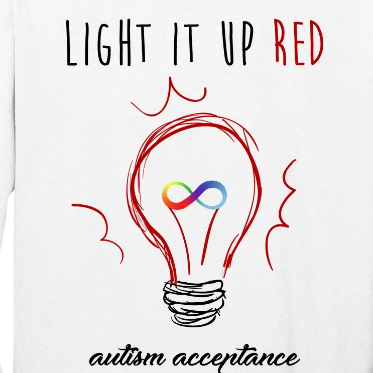 Light It Up Red Autism Acceptance Awareness Long Sleeve Shirt