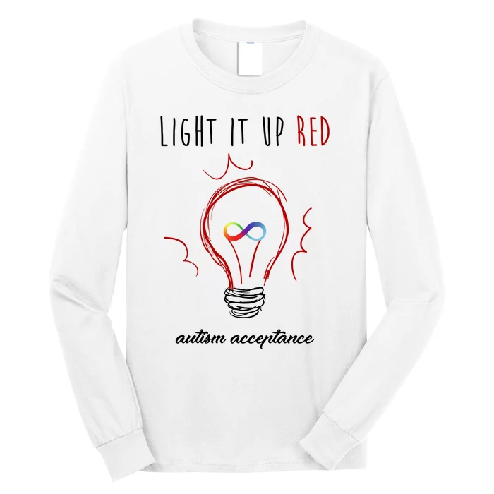 Light It Up Red Autism Acceptance Awareness Long Sleeve Shirt