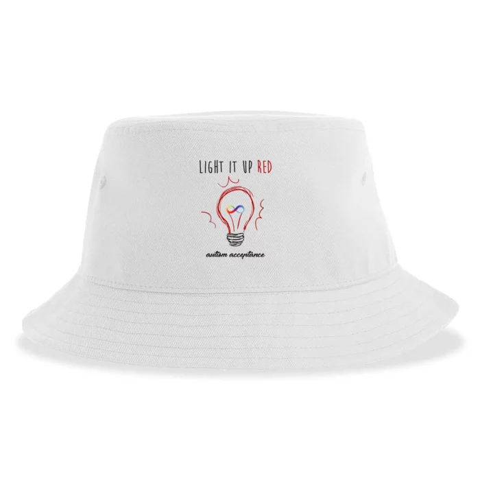 Light It Up Red Autism Acceptance Awareness Sustainable Bucket Hat