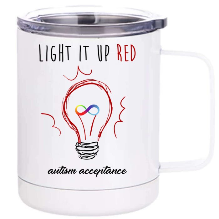 Light It Up Red Autism Acceptance Awareness Front & Back 12oz Stainless Steel Tumbler Cup