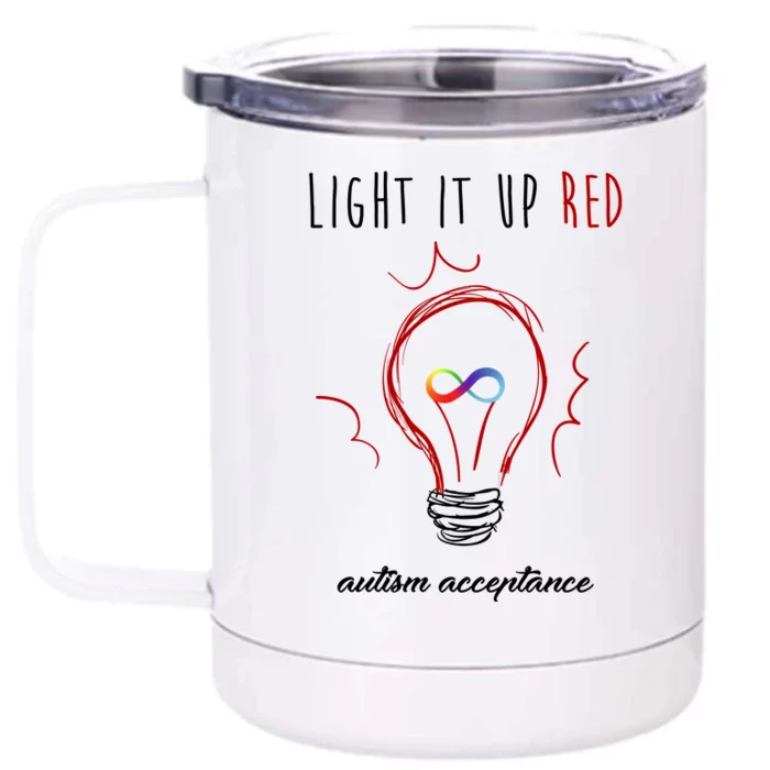 Light It Up Red Autism Acceptance Awareness Front & Back 12oz Stainless Steel Tumbler Cup