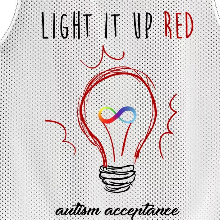 Light It Up Red Autism Acceptance Awareness Mesh Reversible Basketball Jersey Tank