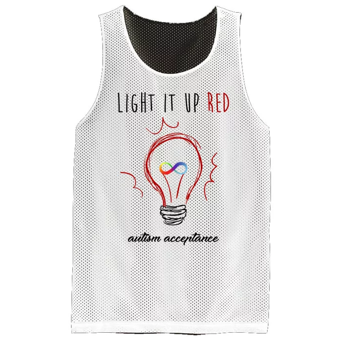 Light It Up Red Autism Acceptance Awareness Mesh Reversible Basketball Jersey Tank