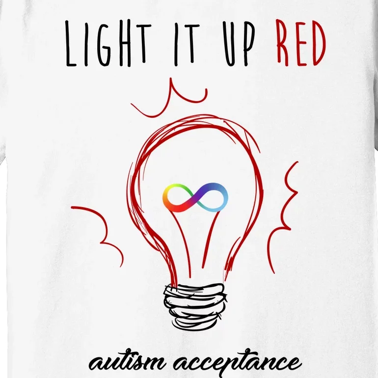 Light It Up Red Autism Acceptance Awareness Premium T-Shirt