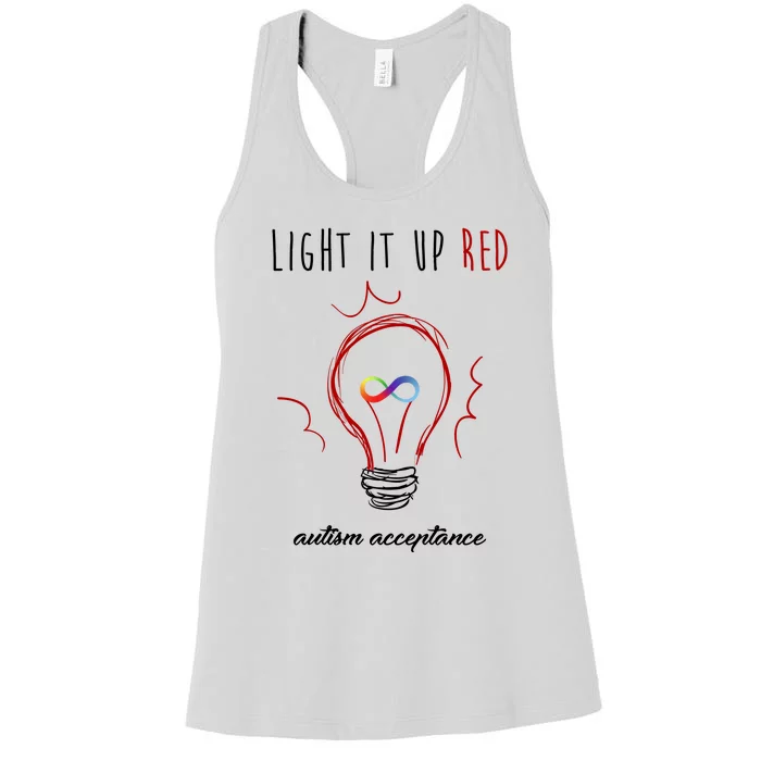 Light It Up Red Autism Acceptance Awareness Women's Racerback Tank