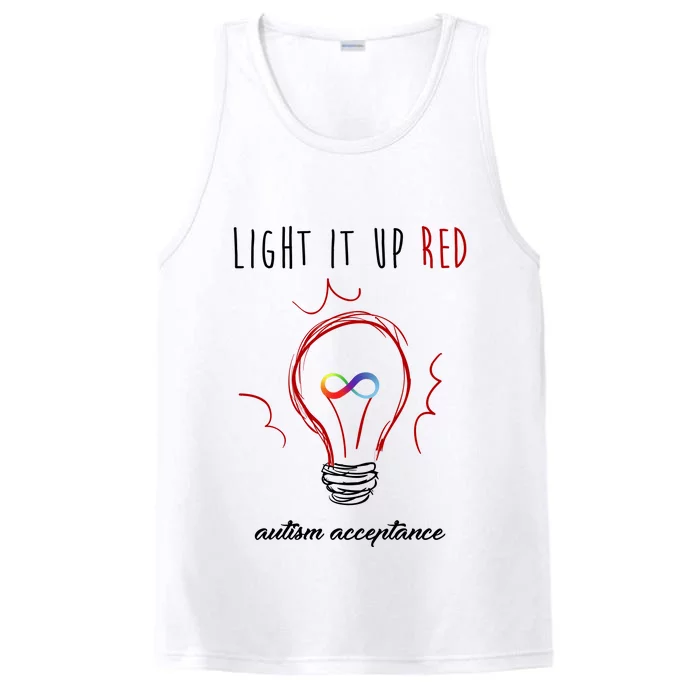 Light It Up Red Autism Acceptance Awareness Performance Tank