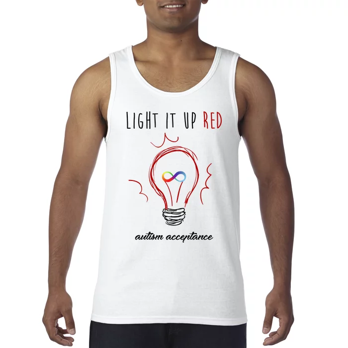 Light It Up Red Autism Acceptance Awareness Tank Top