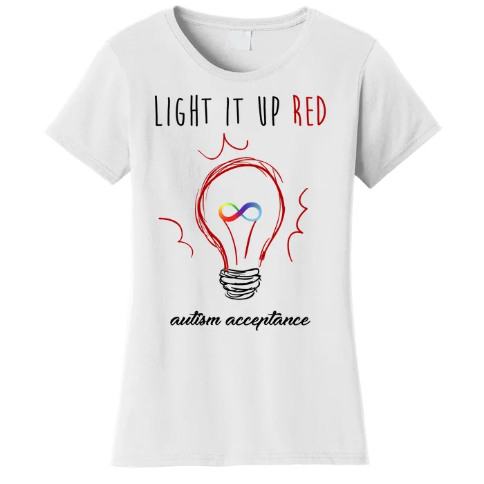 Light It Up Red Autism Acceptance Awareness Women's T-Shirt