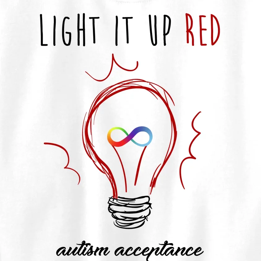 Light It Up Red Autism Acceptance Awareness Kids Sweatshirt