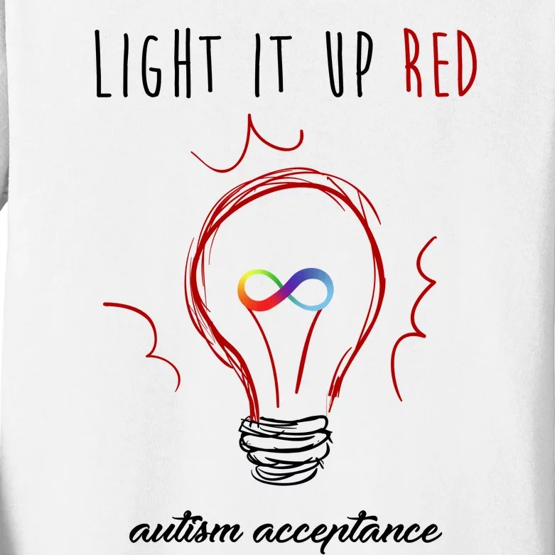 Light It Up Red Autism Acceptance Awareness Kids Long Sleeve Shirt