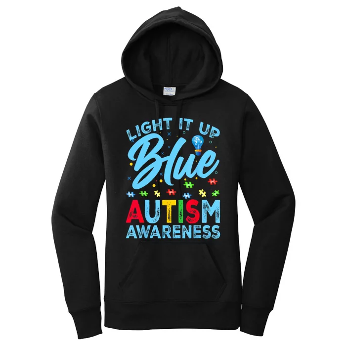 Light It Up Blue Autism Awareness Women's Pullover Hoodie