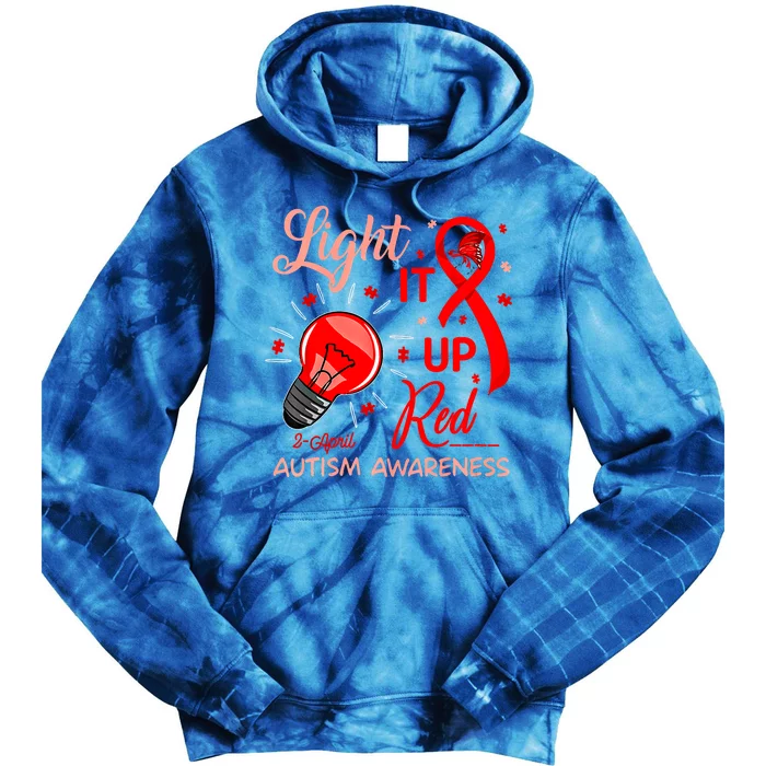 Light It Up Red Utism Awareness Acceptance Red Instead Gift Tie Dye Hoodie