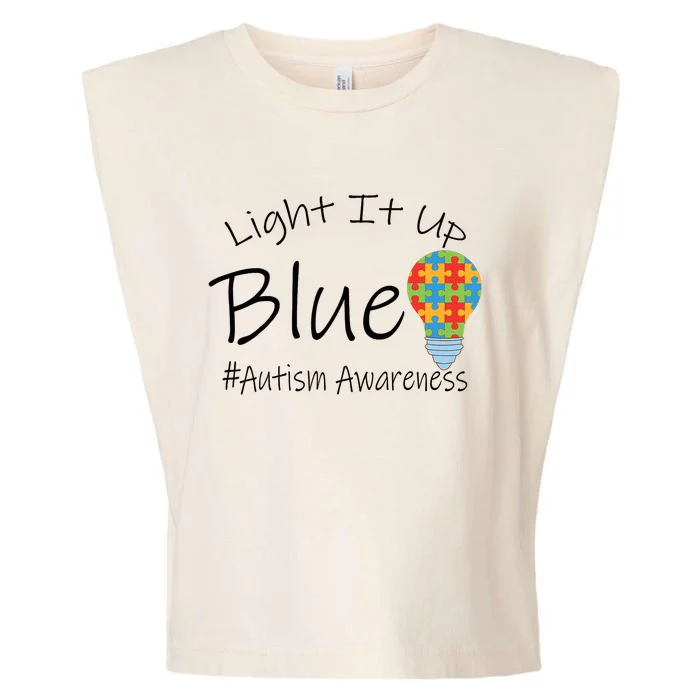 Light It Up Blue Autism Awareness Lamp Puzzle Garment-Dyed Women's Muscle Tee