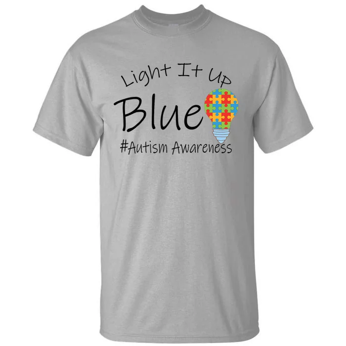 Light It Up Blue Autism Awareness Lamp Puzzle Tall T-Shirt