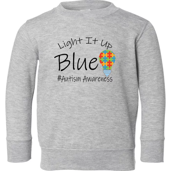 Light It Up Blue Autism Awareness Lamp Puzzle Toddler Sweatshirt