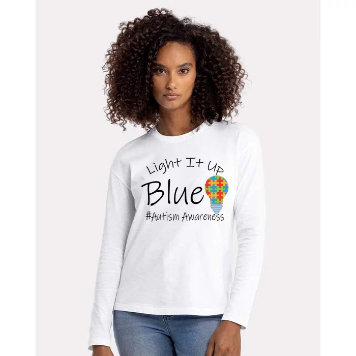 Light It Up Blue Autism Awareness Lamp Puzzle Womens Cotton Relaxed Long Sleeve T-Shirt