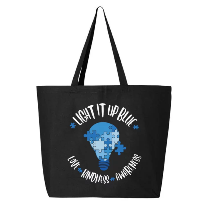 Light It Up Blue Love Kindness Awareness Puzzle Autism Awareness Month 25L Jumbo Tote