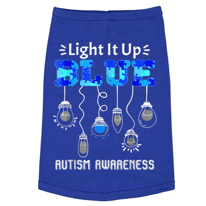 Light It Up Blue Autism Awareness Autistic Puzzle Piece Doggie Tank