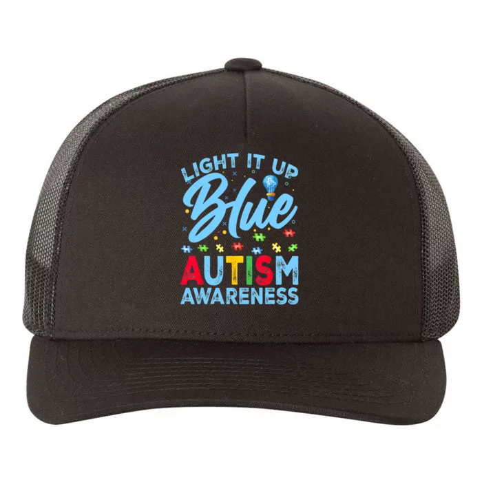 Light It Up Blue Autism Awareness Yupoong Adult 5-Panel Trucker Hat