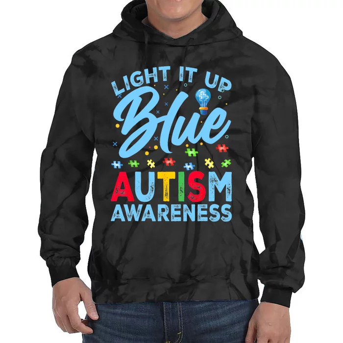 Light It Up Blue Autism Awareness Tie Dye Hoodie