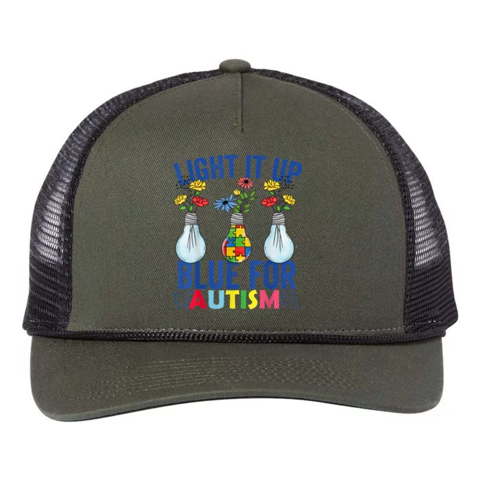 Light It Up Blue Autism Awareness Month Retro Rope Trucker Hat Cap