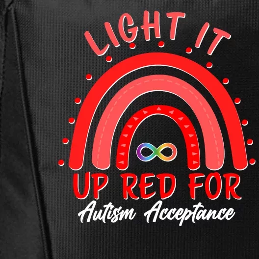 Light It Up Red For Autism Acceptance Red Rainbow City Backpack